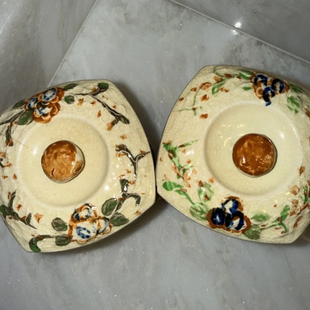 Vintage‎ Flour And Sugar Canisters Country Kitchen Basket Weave Lattice Floral